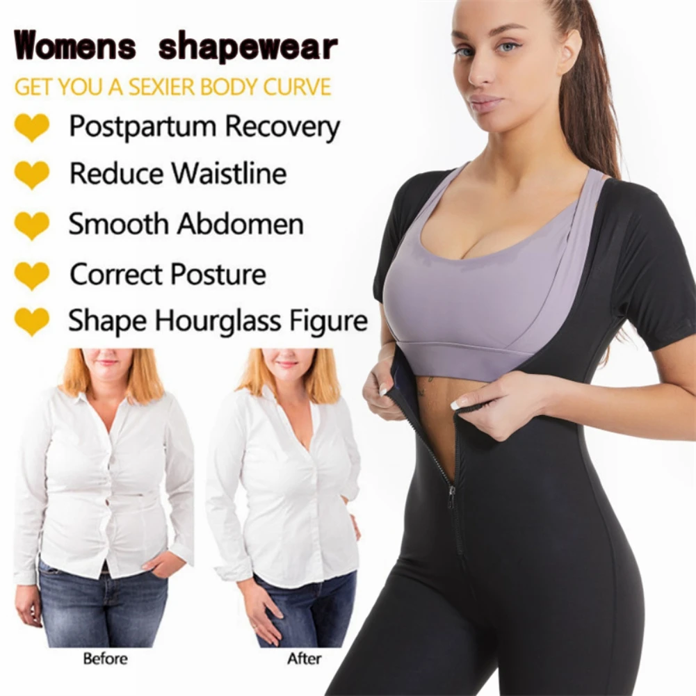 Neoprene Shaper Workout Top Women Short Sleeve Sweating Slimming Underwear Body Shaper Sportes Suit Shapewear - Image 3