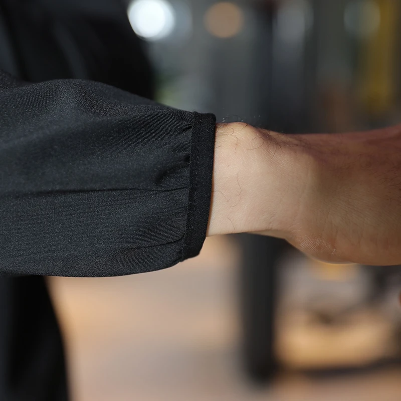 Men's sauna soaked slimming sweater sports sweatshirt weight loss running fitness sportswear set elastic workout tracksuit - Image 4