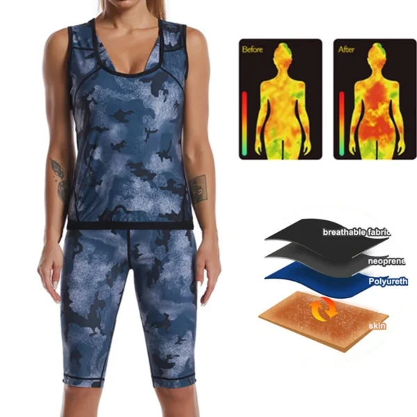Sauna Sweat Suits ion coating Sweat Vest and Pants Waist Trainer Suits Hot Sweating Fat Burn Slimming Corsets Tank Tops