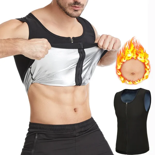 Men's Slimming Tighten Abdomen Corset Coating Sauna Suit Sports Waist Trainer Rapid Sweat Vest For Fitness Yoga Shapewear