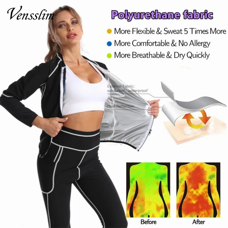 New Sweat Vest Body Shaper Shapewear Waist Trainer Corset Women Zipper Compression Sauna Slimming Lose Weight Long Sleeve - Image 6